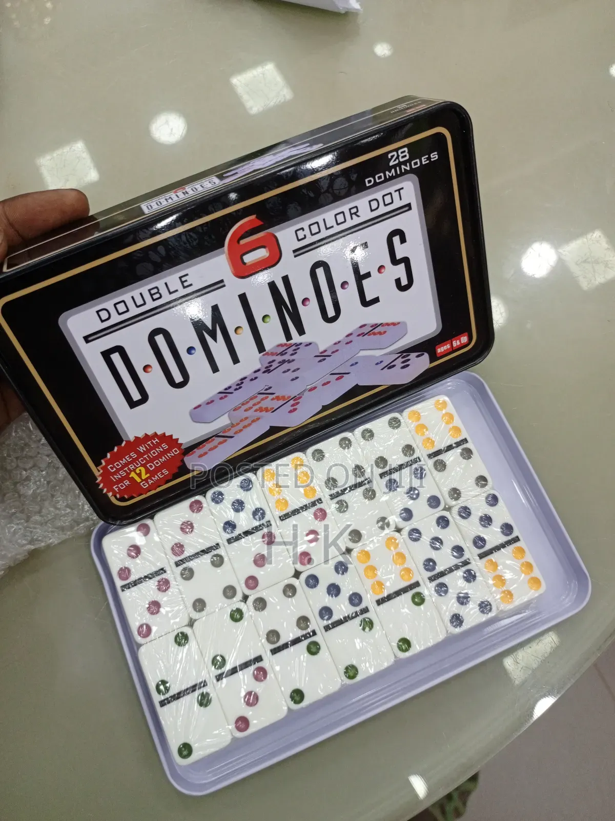 Double 6 Color Dot Dominoes Set.
