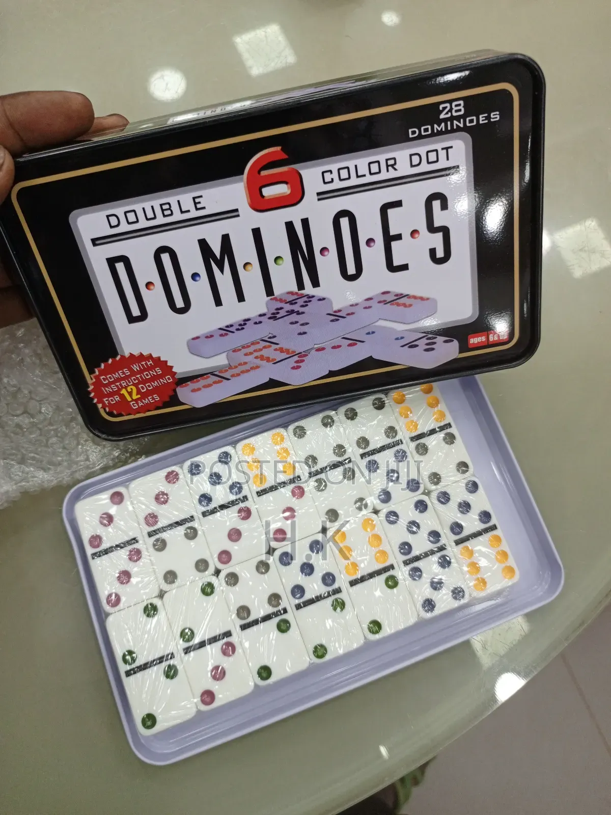 Double 6 Color Dot Dominoes Set.