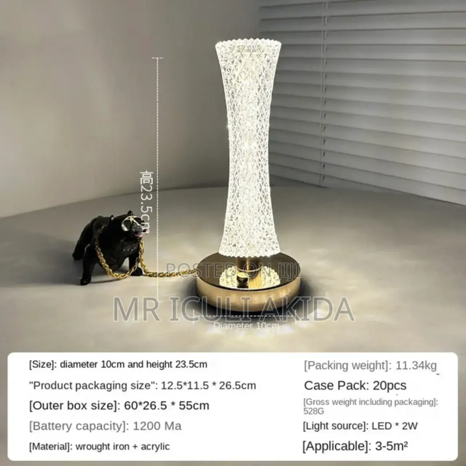 Luxury Home Deco 3color Temp Touch Sensor Led Crystal Lamp