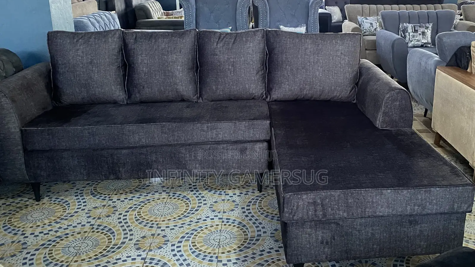 L-Sofa Bed in Dark Gray Color Readily Available.
