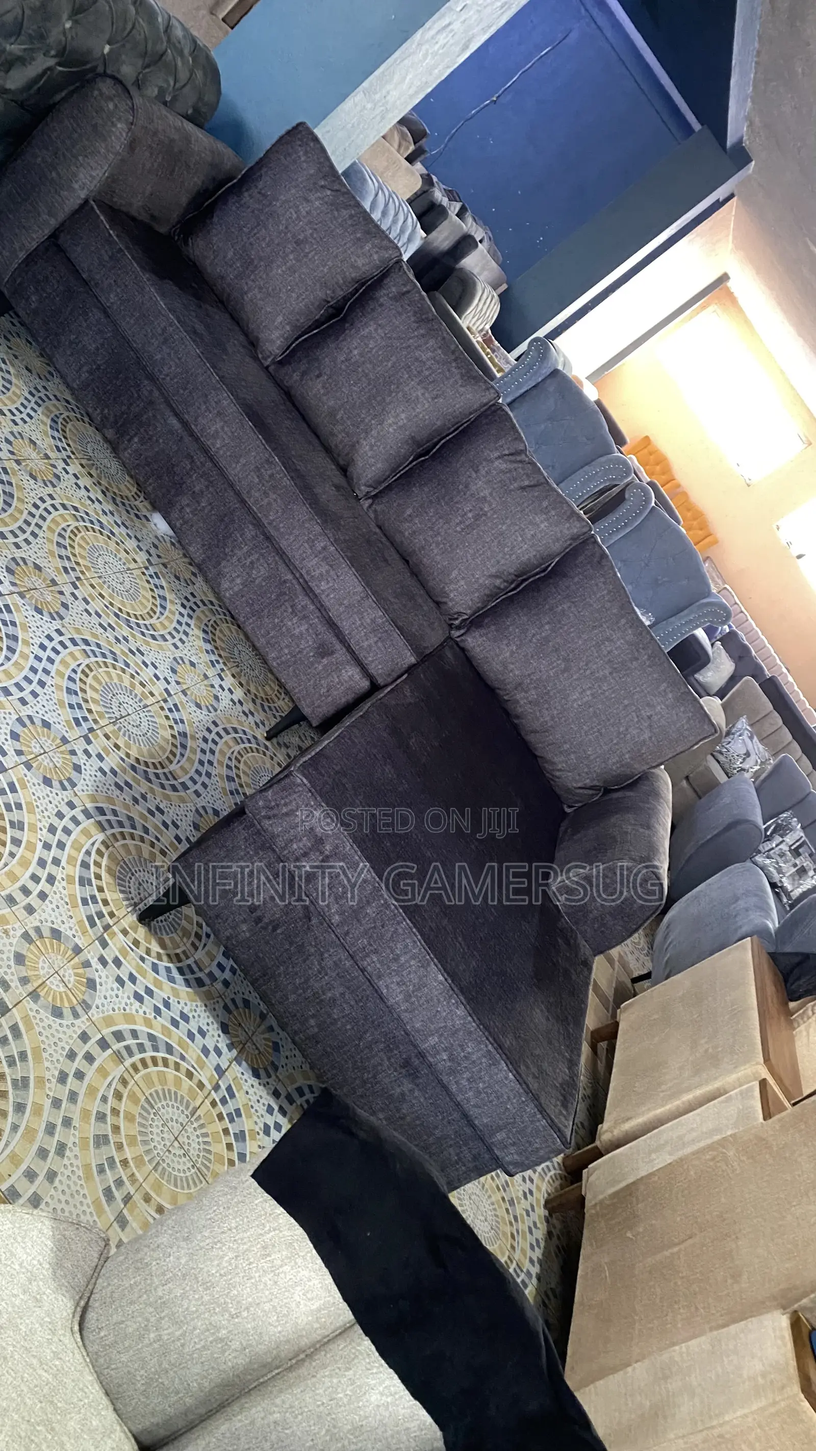 L-Sofa Bed in Dark Gray Color Readily Available.