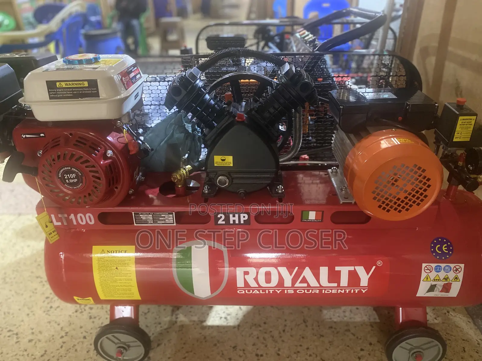 Bothe Fuel and Electric Air Compressor 100liters/ Multifunction