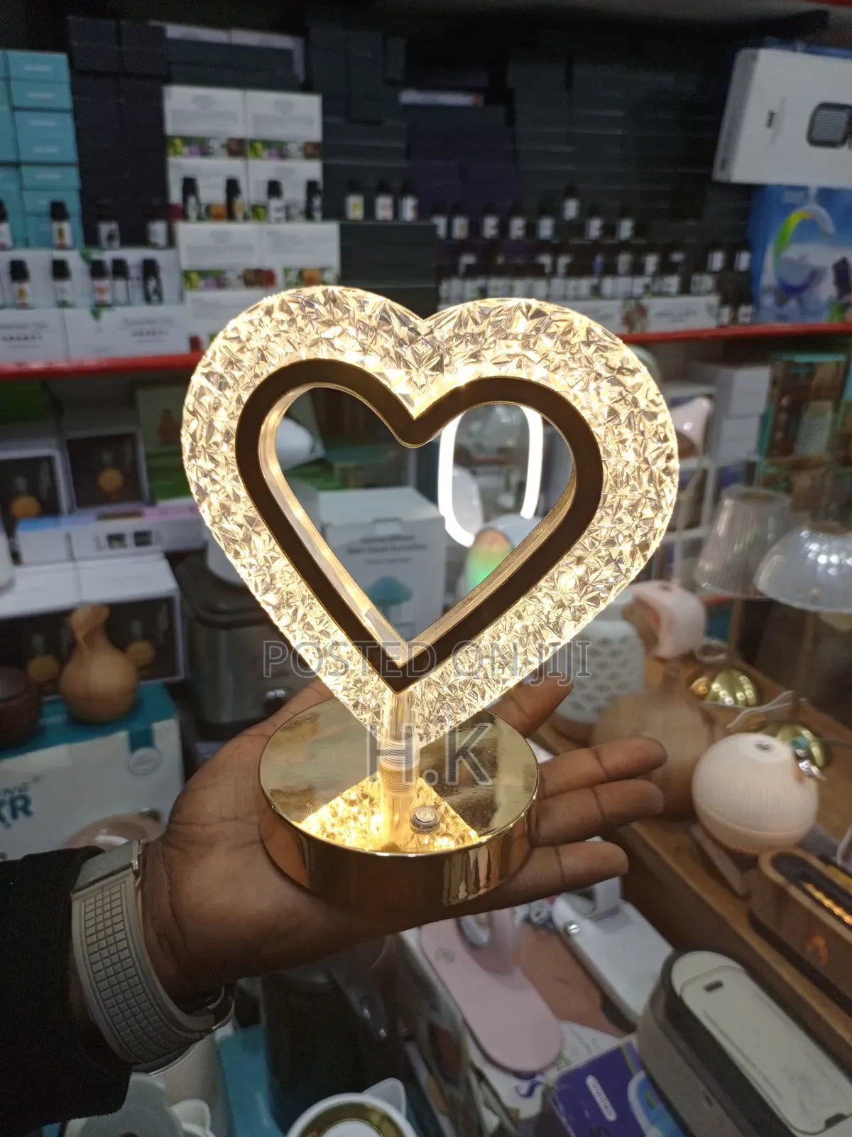 Heart-Shaped Crystal Table Lamp.