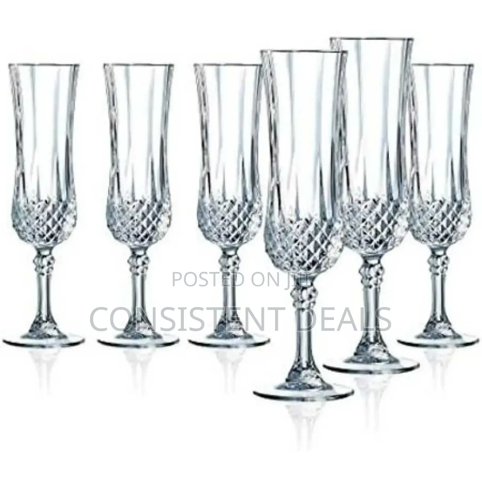 6 Pieces Diamond Flute Champaign Wine Glasses