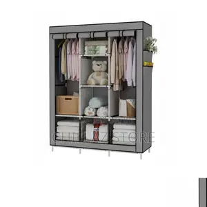 Metallic Poles 3 Columns Portable Wardrobe.