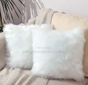 White Fluffy Cushions Per Pair