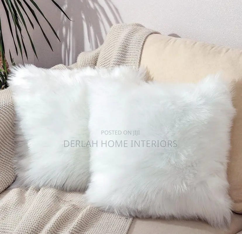 White Fluffy Cushions Per Pair