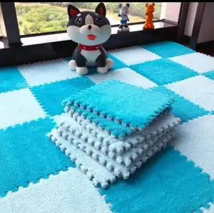 Tile Carpet in Sky Blue and White Per Square Meter