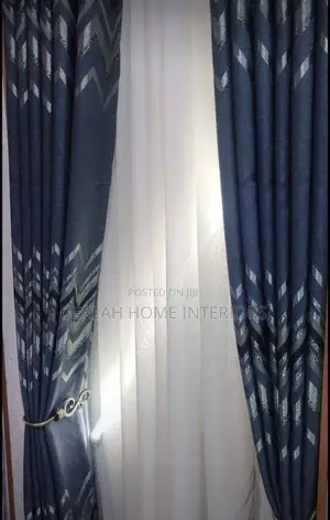 Grey Zigzag Design Curtains Per One Pieaceof 2meters