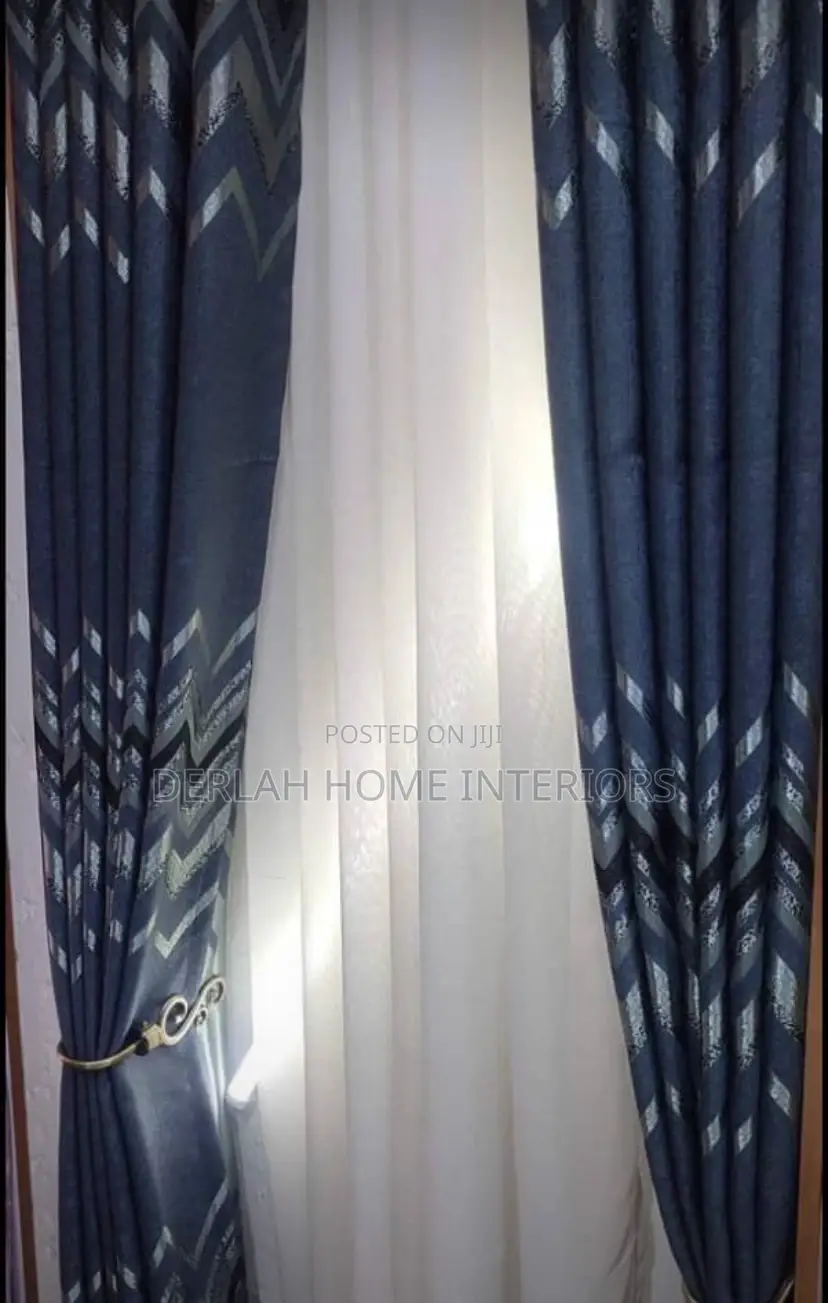 Grey Zigzag Design Curtains Per One Pieaceof 2meters
