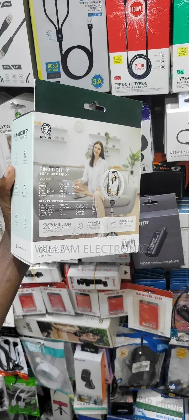 Greenlion Ring Light 6" Selfie Stick-Black