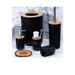 6 PCS Bamboo Bathroom Accessories.