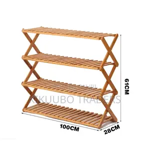 4 Later Wooden Foldable Shoe Rack