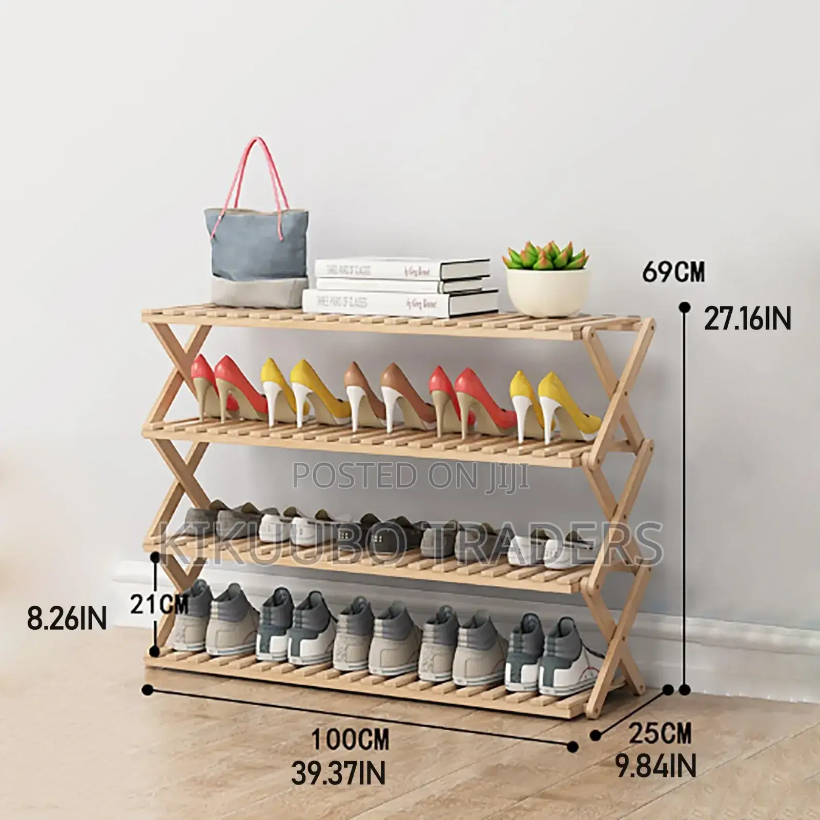 4 Layers Wooden Shoe Rack Organizer