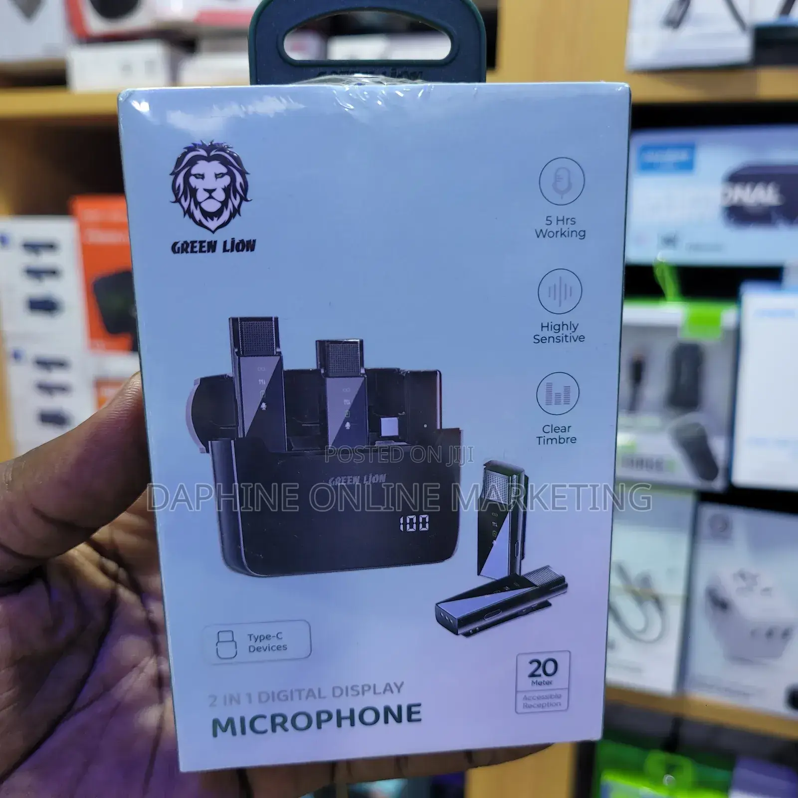 2 in 1 Digital Display Mini Microphone/Green Lion Wireless