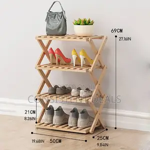 4 Tier Wooden Foldable Shoe Rack