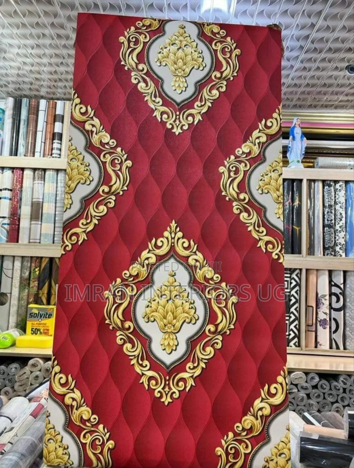 Red Designed Wallpapers Wall Stickers Used in Home and Shops