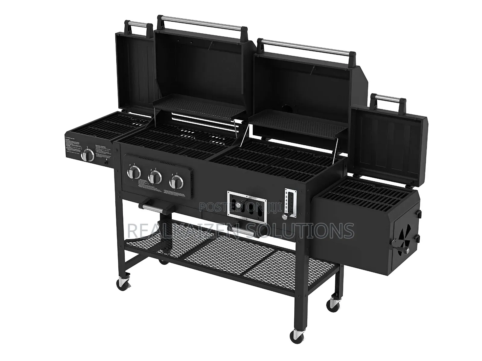 Ultimate Gas and Charcoal Outdoor BBQ Grill With Firebox