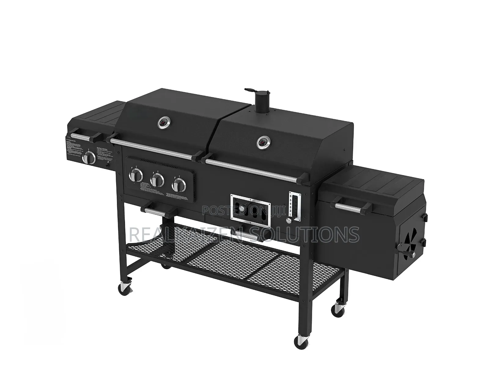Ultimate Gas and Charcoal Outdoor BBQ Grill With Firebox