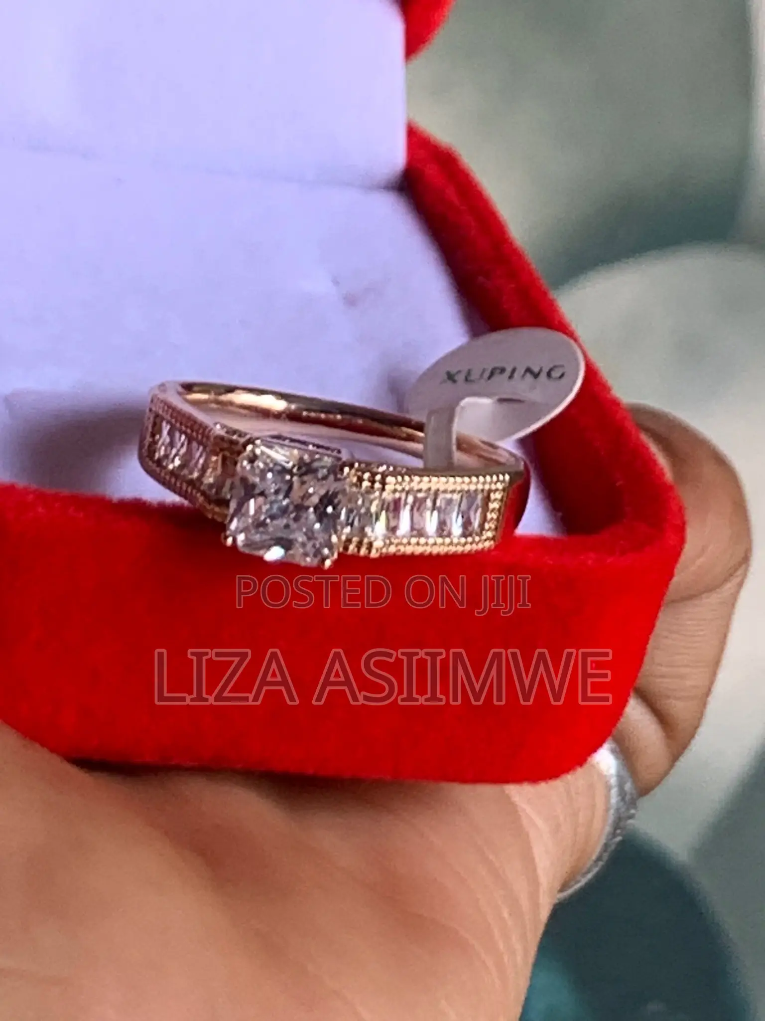 Princess Cluster Rose Gold Engagement Ring
