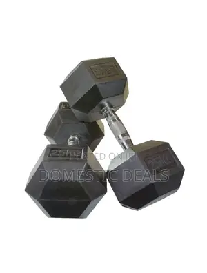 25kg Pair of Hex Black Dumbells