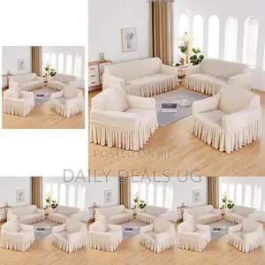 Cream Elastic Sofa Cover Set