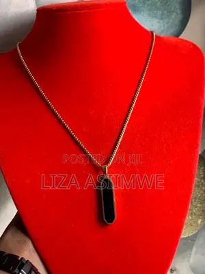 Men’S Onyx Pendant With a Gold Necklace