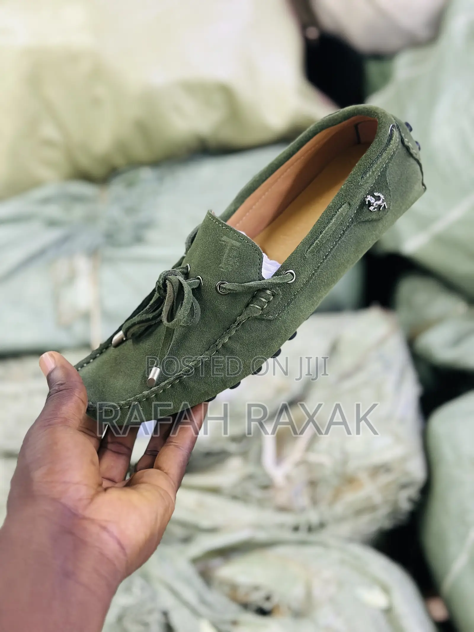 Original Army Green Suede Tod’S Moccasins