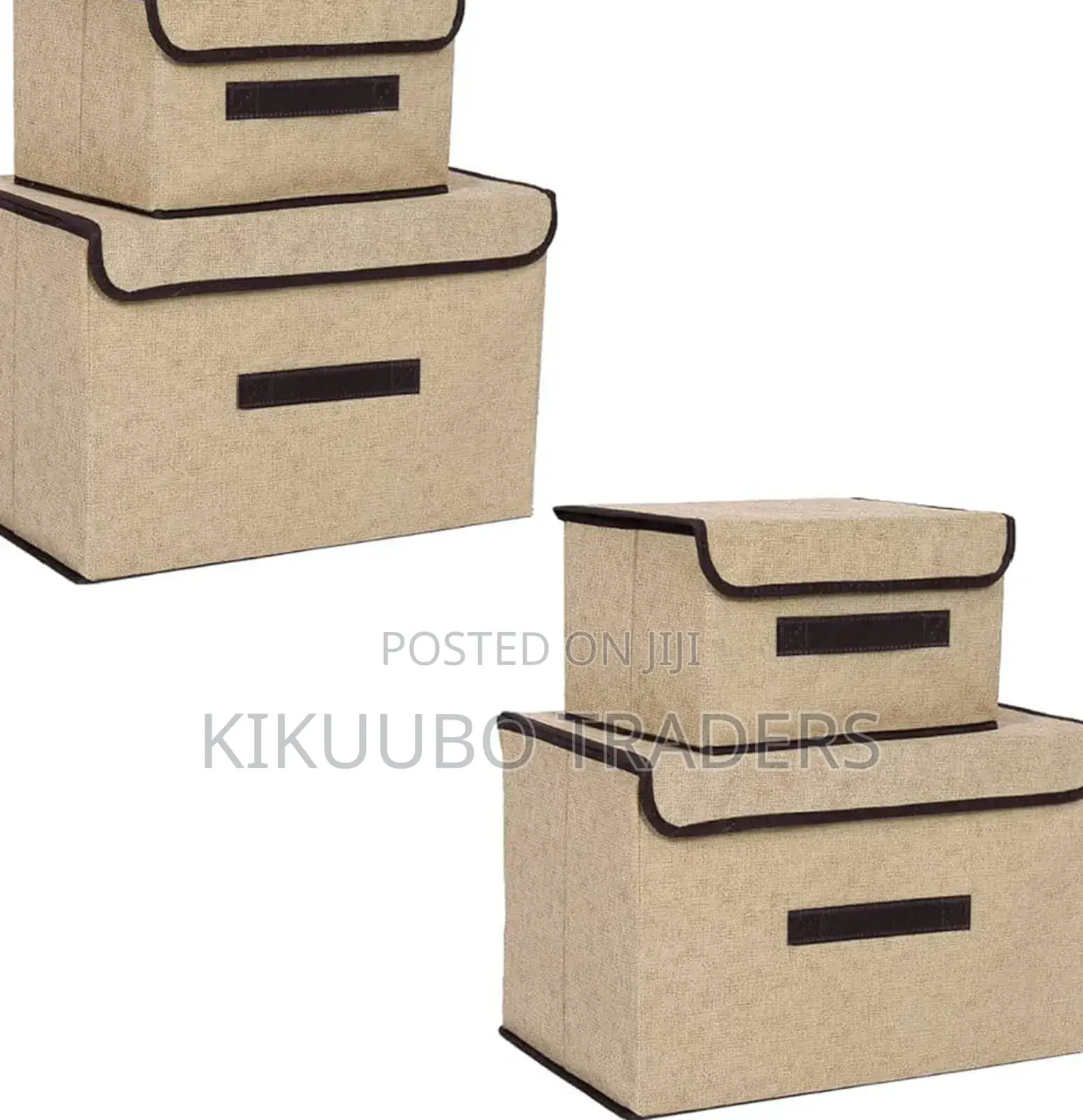 2pcs Linen Fabric Folding Lid Storage Box