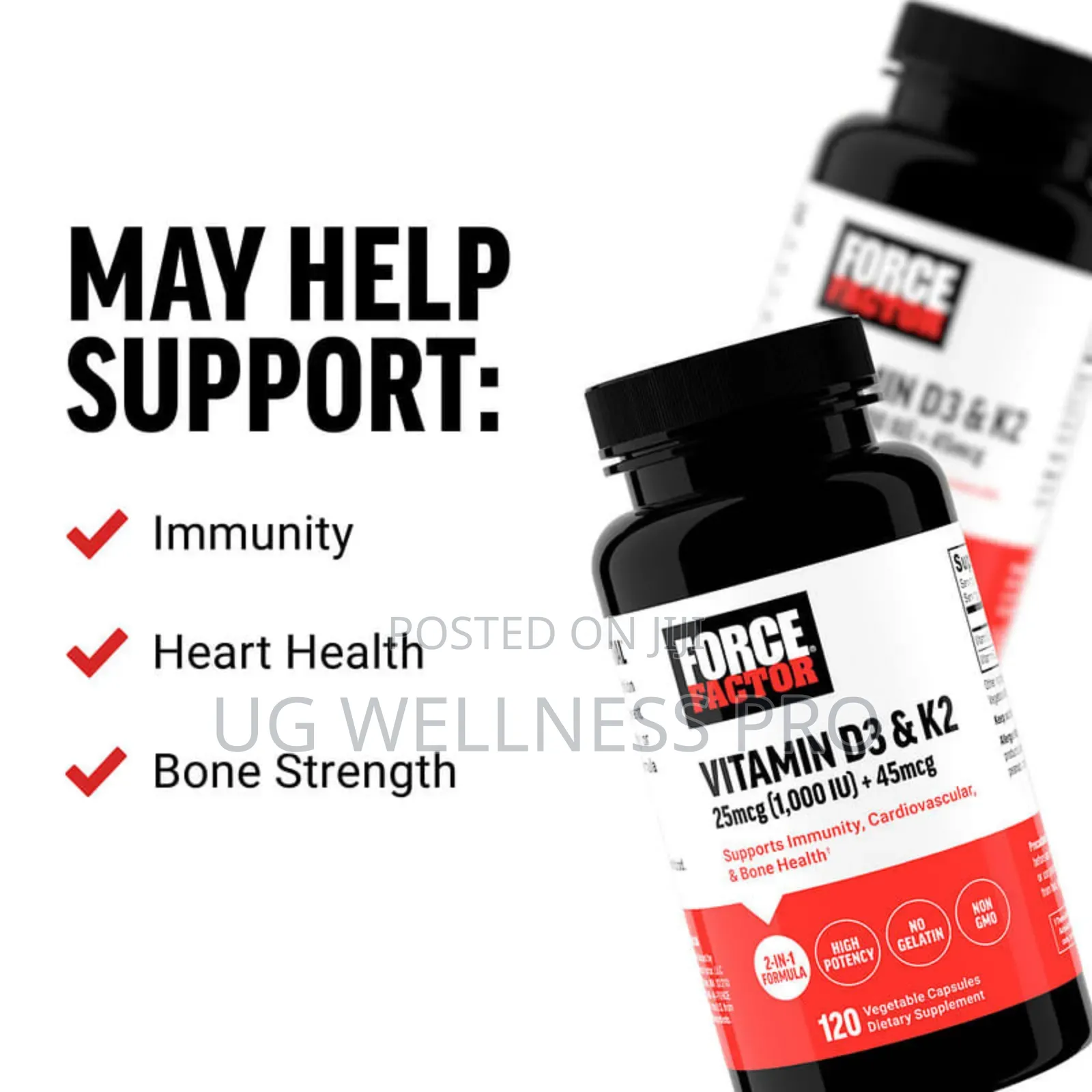 Force Factor, Vitamin D3 120 Vegetable Capsules