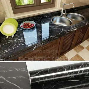 Black Waterproof, Oil Proof Marble Wallpaper