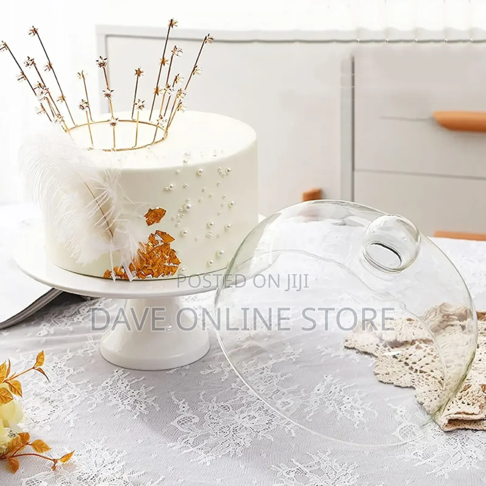 Ceramic Cake Stand With Glass Cover