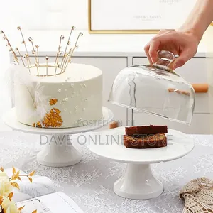 Ceramic Cake Stand With Glass Cover
