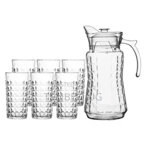 Water Set. Set of 6 Glasses and Pitcher, Serving Jug