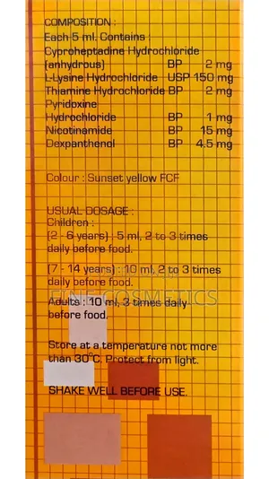 Apetamin Syrup, Butt Booster, Hips and Bum Enhancer Lysine