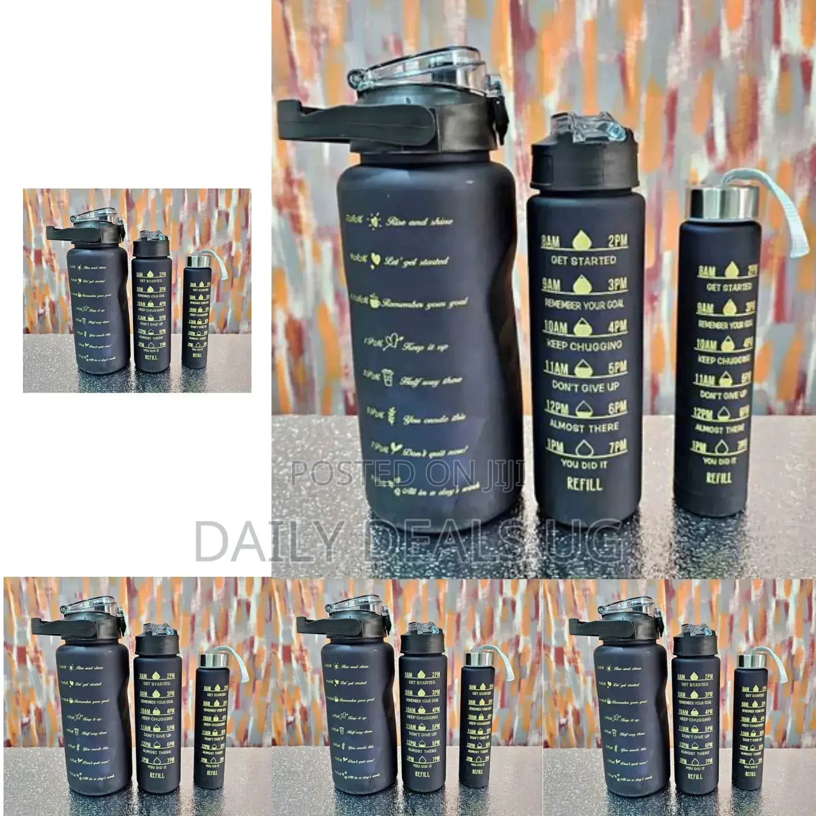 Black and Gold Water Bottle Set