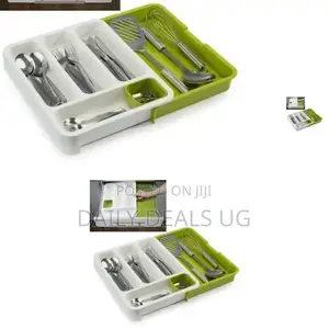 Green and White Cutlery Organizer