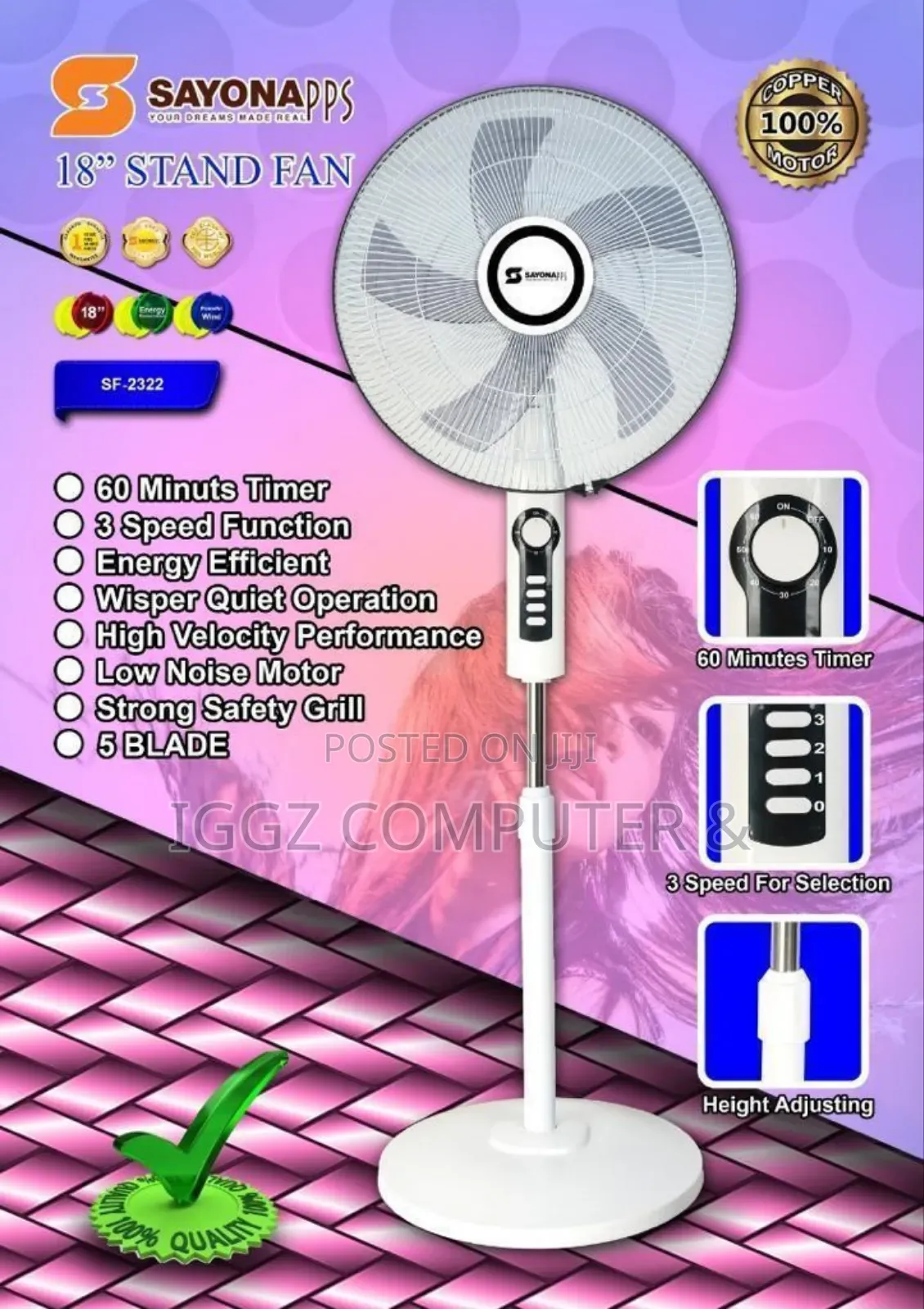 Sayona 18" Stand Fan