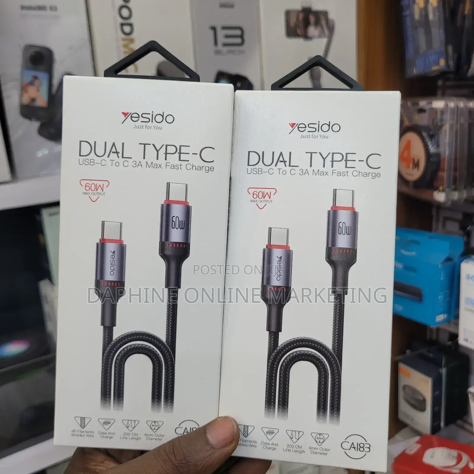 60W Dual Type-C Usb-C to C 3A Max Fast Charge
