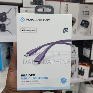 60W PD Powerology Data Cable/ TYPE-C to Lightning iPhone