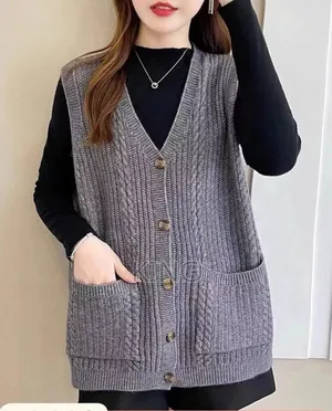Great v-Neck Button Sweater
