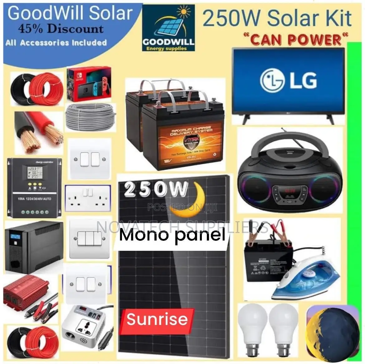 250W Complete Solar System Kit