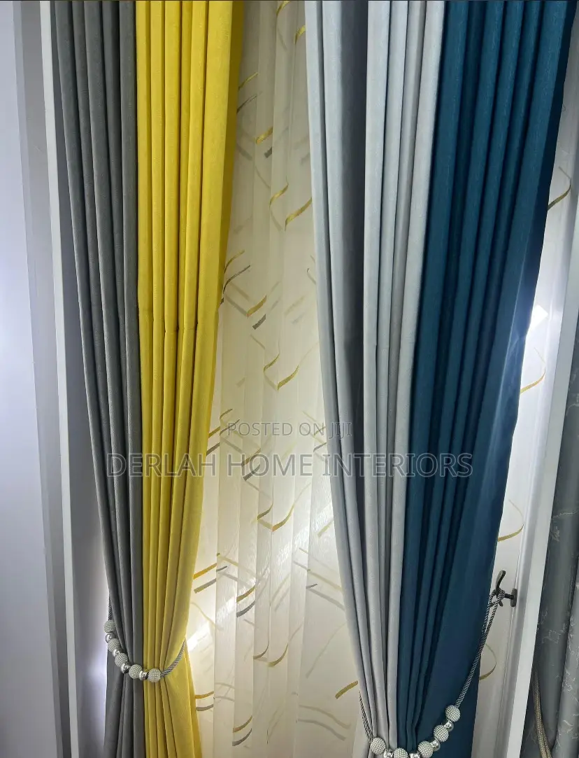 Mix and Match Curtains in Grey,Yellowand Blue