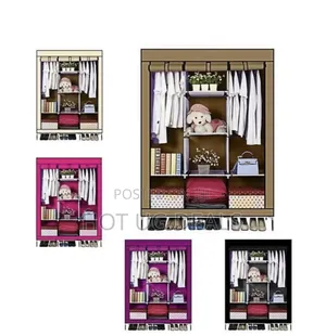 3 Column Cloth Metallic Frame Portable Wardrobe