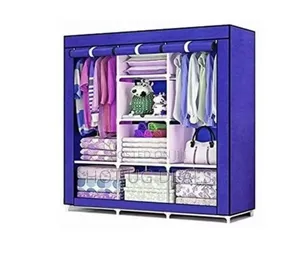 3 Column Cloth Metallic Frame Portable Wardrobe