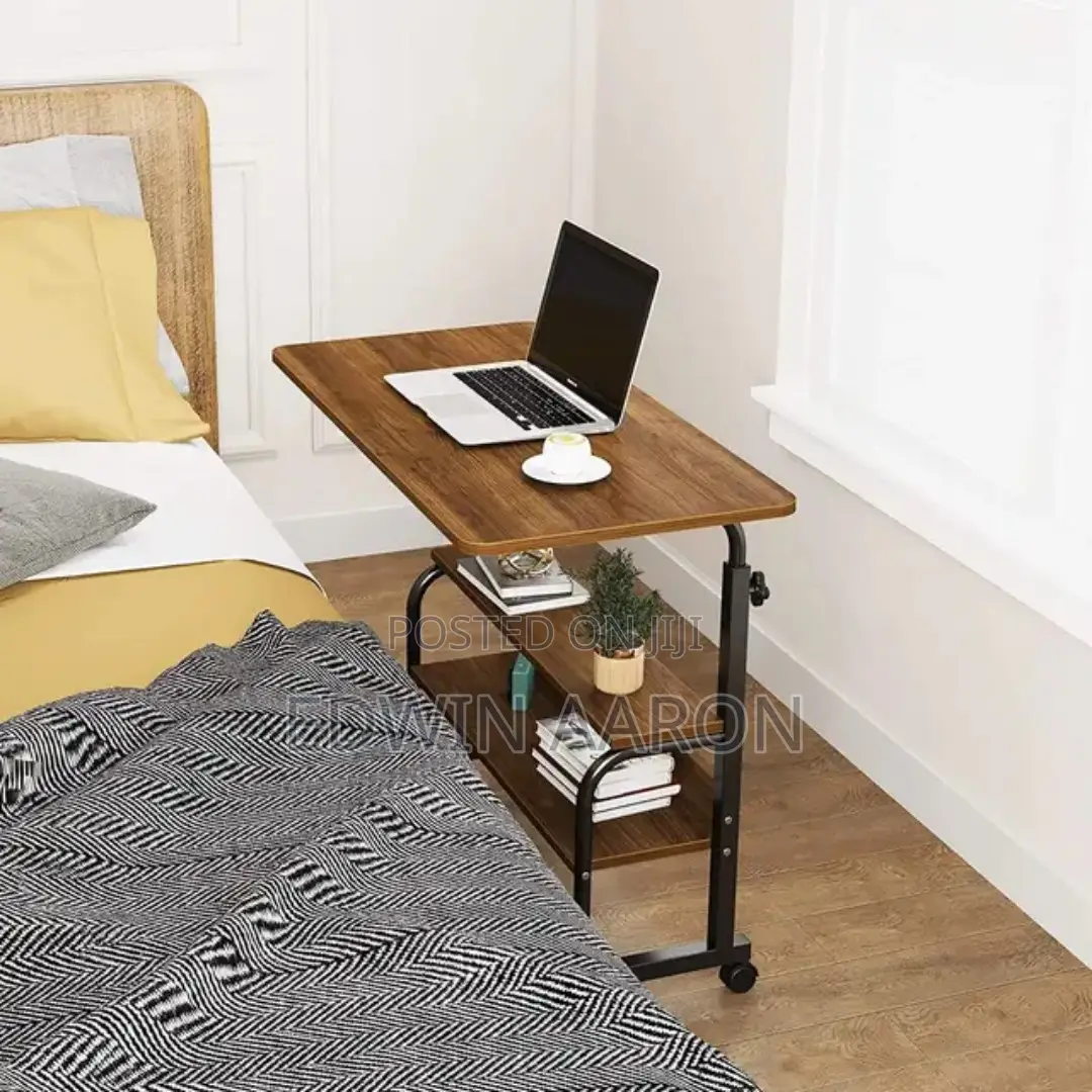 Adjustable Laptop Table With Shelves and Wheels