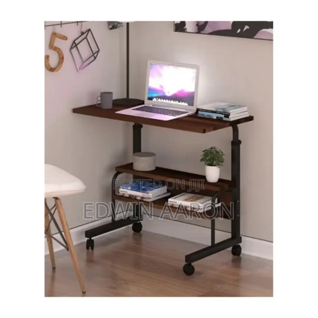 Adjustable Laptop Table With Shelves and Wheels