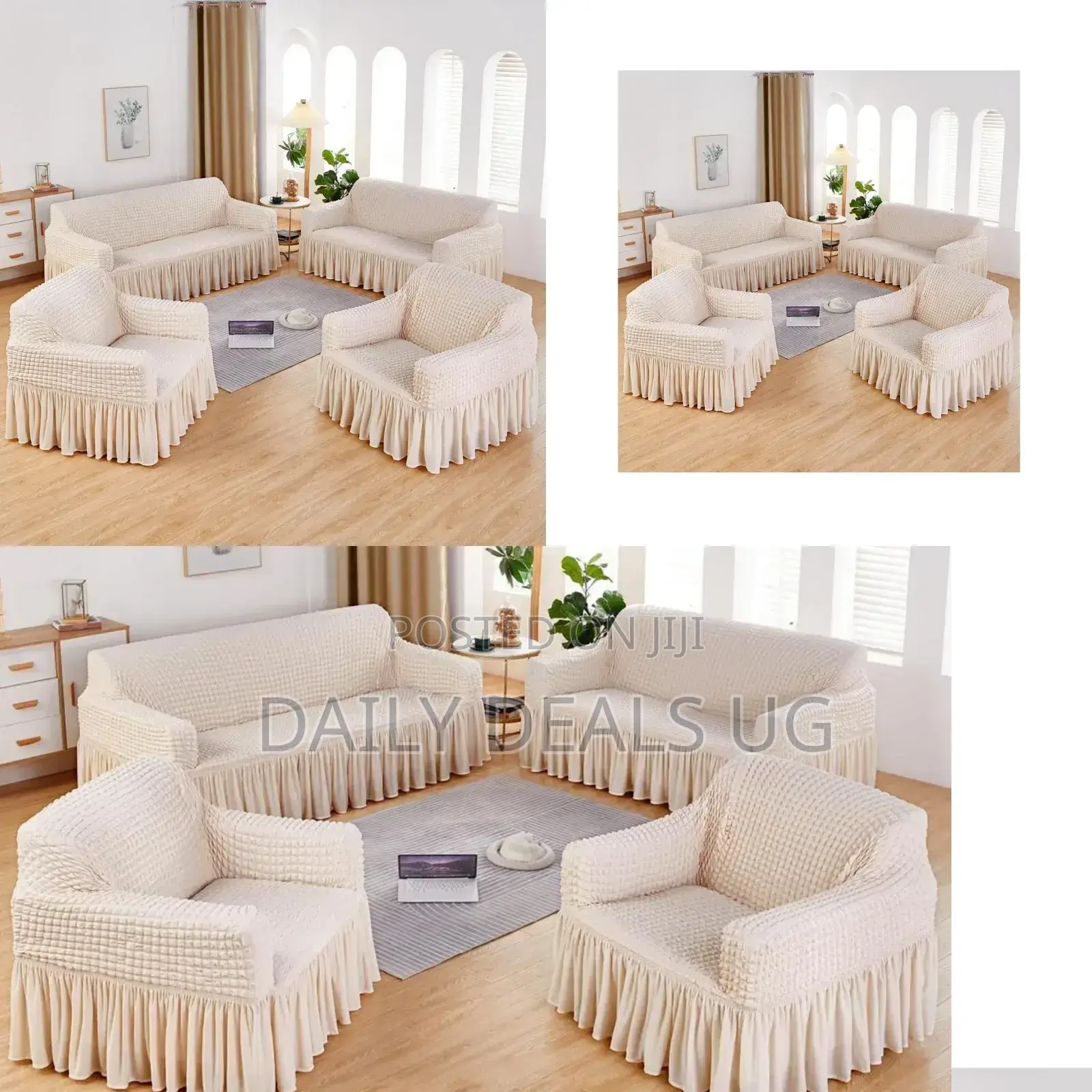 Double Cream Sofa Cover Set
