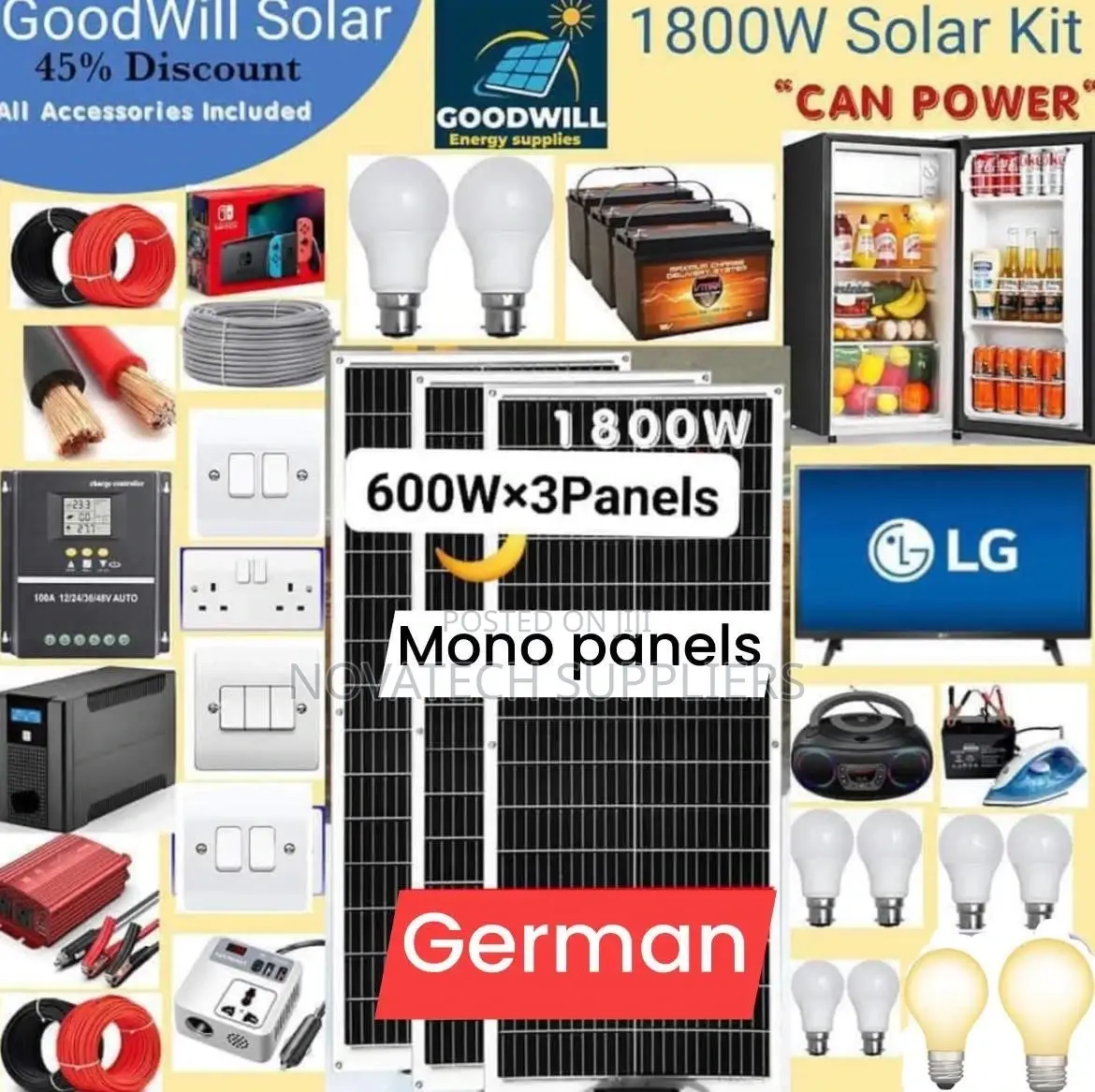 1800W Solar System Full Kit/ German Technology