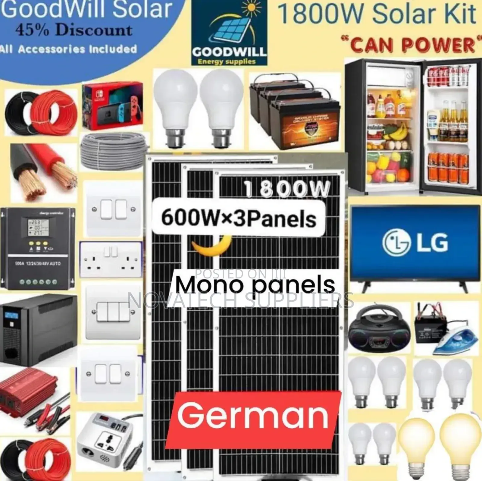 1800W Solar Energy Complete System/Germany Made